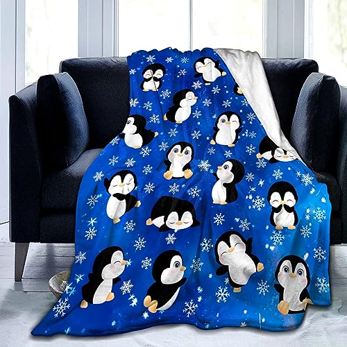 Penguin Blanket Flannel Soft Cute Penguins Throw Blankets Animal Penguin Gifts Decor for Girls 50"x40"