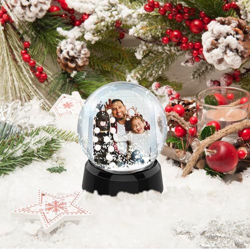 BeapTcely 4 Pack Christmas Snow Globe Photo Frames DIY Waterless Floating Water Globes Black White Silver Gold