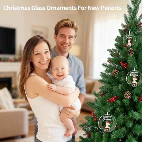 Baby's First Christmas Ornament 2025 Boy - Shatterproof Glass Christmas Tree Decorations for Baby Girl & Boy-New Parents
