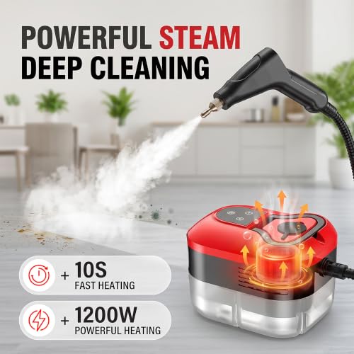 Handheld Steam Cleaner for Home & Car Detailing - Fast Heat, 1500W, 1200ml Tank