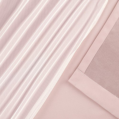 Indoor Double Layer Sheer Blackout Curtains 52x84 Rose Blush 2-Pack