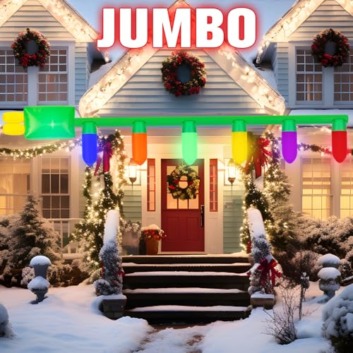 Giant 13ft Inflatable Christmas Light Bulb String with LED Lights Outdoor Decor