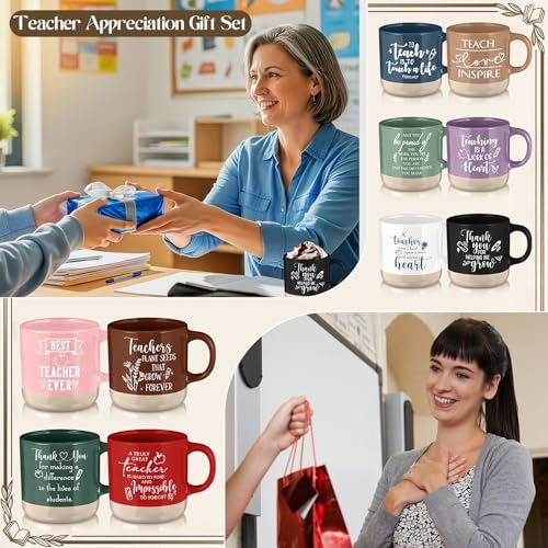 Didaey 20 Pcs Teacher Appreciation Coffee Mug Set, Pastel Color, 13 oz, Bulk Gifts