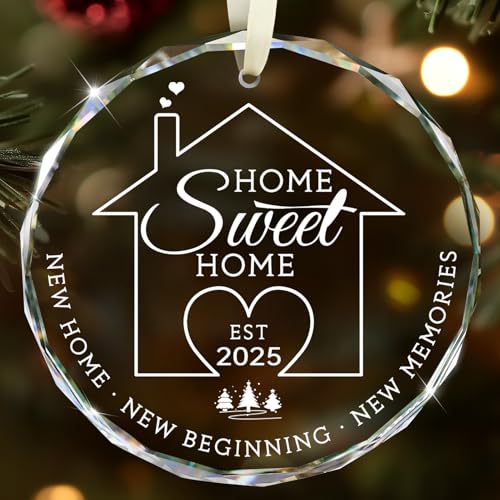 House Warming Gifts New Home, Housewarming Gifts for New H ome 2025, Home Sweet Home Glass Ornament 2025 New Home GIF ts for Couple First Christmas in New House Christmas Tree Ornaments