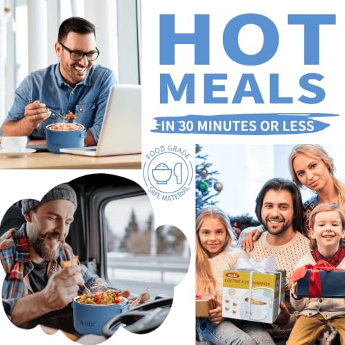 Aotto Blue 32oz Electric Lunch Box Food Warmer Portable 3-in-1 Car & Office Heater