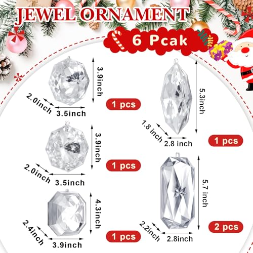 Syhood Silver Acrylic Christmas Ornament Set 3.9-6.5 Inch Holiday Decor