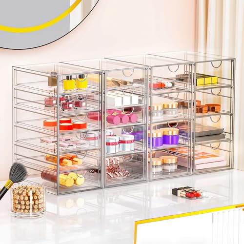 YFXCVSL 19-Drawer Acrylic Makeup Organizer - Clear Storage Drawer Set