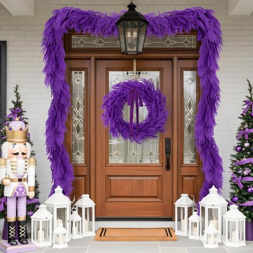 N&T Nieting 9ft Real-Touch Purple Norfolk Pine Christmas Garland for Indoor/Outdoor