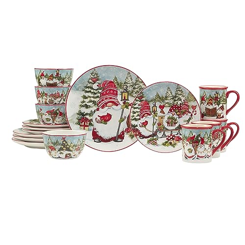 Certified International Christmas Gnomes Dinnerware Set, Service for 4