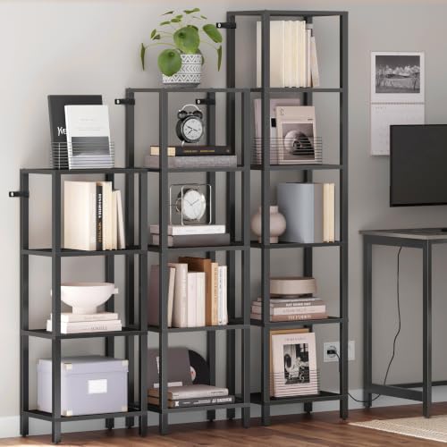 Black 6-Tier Narrow Bookshelf for Small Spaces - TUTOTAK 65.3-inch Tall Storage Rack