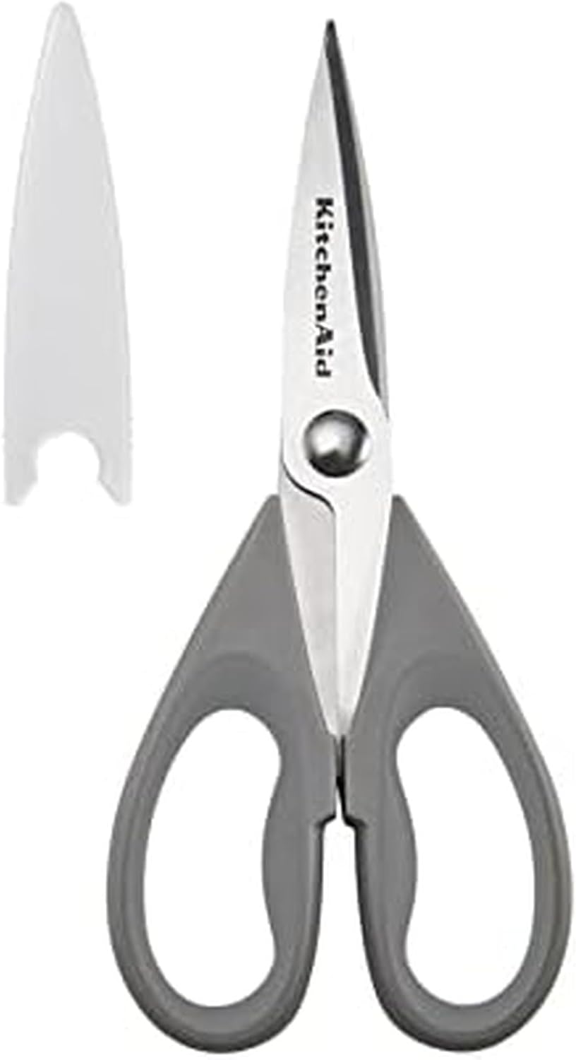 KitchenAid All-Purpose Kitchen Shears - Durable Stainless Steel Scissors with Soft Grip Handle, 8.72 Inch, Gray