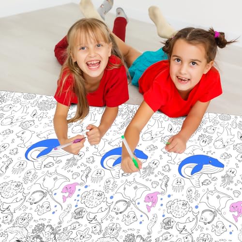 Ocean Coloring Tablecloth 54 x 108 Inches Giant Kids Craft Poster