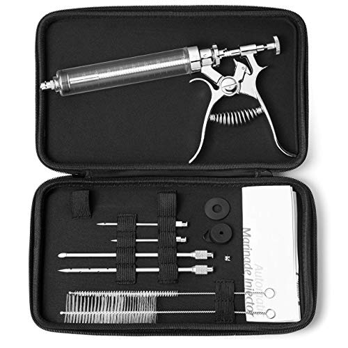 Automatic BBQ Meat Marinade Injector Kit with 4 Needles & Case - 2 oz Capacity