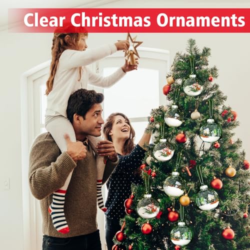 Rocinha 30 Pack Clear Christmas Ornaments 3.15 Inch Shatterproof DIY Holiday Decor