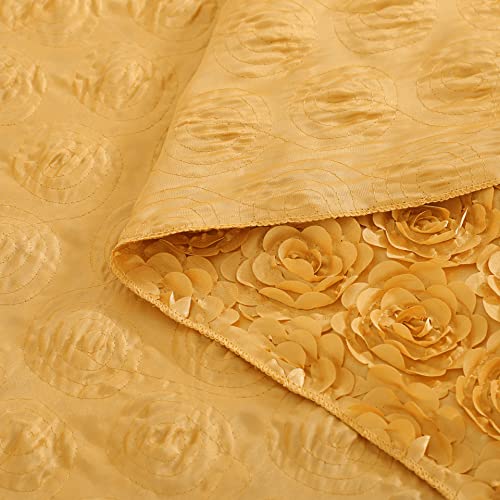 QueenDream Gold Rosette Tablecloth 132 x 90 Inch Rustic Floral Wedding Decor
