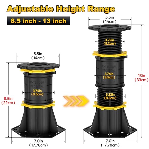 Adjustable Bed Support Legs 8.5-13 inch, 4 Pcs Center Support for Bed Frame