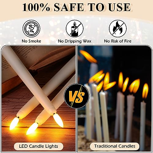 Ivory Flameless Taper Candles Set with Remote Control - 11 Inch, 48 Pack