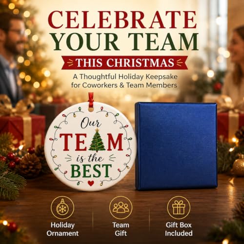 Team Christmas Ornament Coworker Gift With Gift Box (4) – White Ceramic Ornament