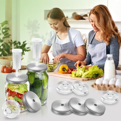 Klemon B Fermentation Kit for Wide Mouth Mason Jars - 25pcs with Stainless Steel Lids & Weights