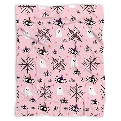 Halloween Blanket,Ghost Spider Web Blanket,Lightweight Soft Flannel Throw Blankets for All Seasons,Halloween Gifts and Home Decor Small 50"x40" for Kids