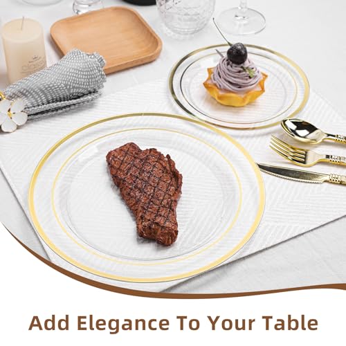 Clear Disposable Plates with Gold Rim - 200PCS Set for Weddings & Events (Variation: Clear)