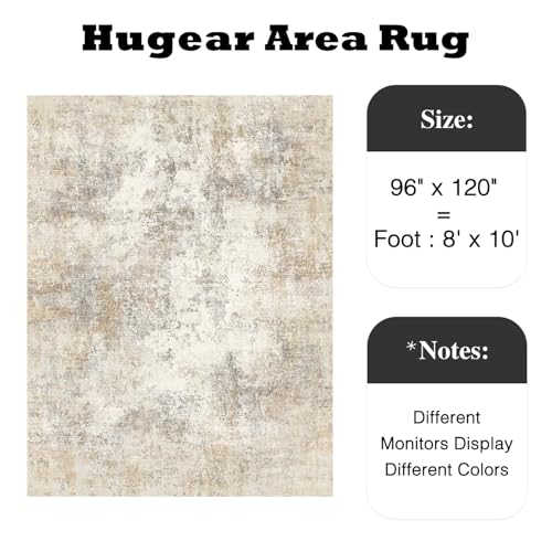 8x10 Beige Brown Abstract Washable Area Rug for Living Room - Non-Slip, Modern Pattern