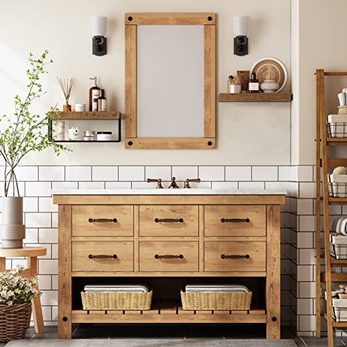 Over Toilet Wall Mounted Bathroom Shelves Set of 2 - Brown, 15.7 Inch