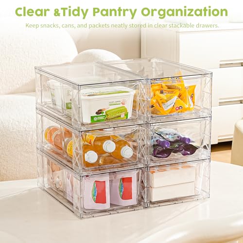 6 Pack Acrylic Storage Drawers, Clear Stackable Organizers Drawers