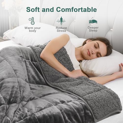 Lofus 15 lbs Weighted Blanket for Adults Twin Size 48x72 Grey - Deep Pressure Sleep Aid