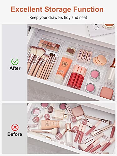 Large Clear Drawer Organizer Set - 29 Pieces, 4 Sizes, Stackable, Non-Slip