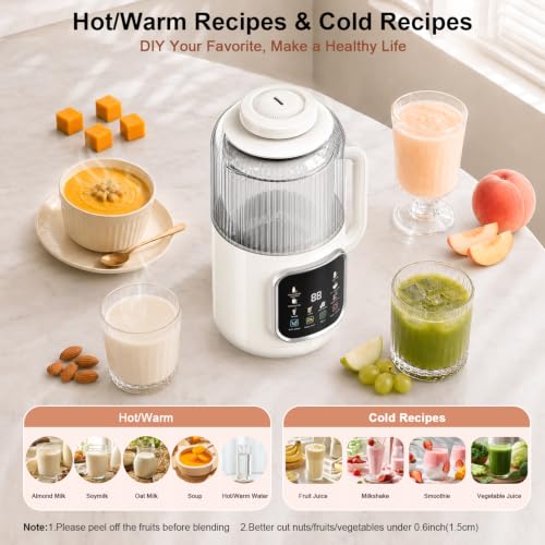 Flelano 11-in-1 White Electric Milk Maker, 46oz Multi-Functional Plant & Nut Milk Brewer