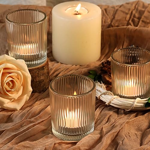 Clear 72 Pack Votive Candle Holders for Centerpieces - Elegant Glass Tea Light Holders