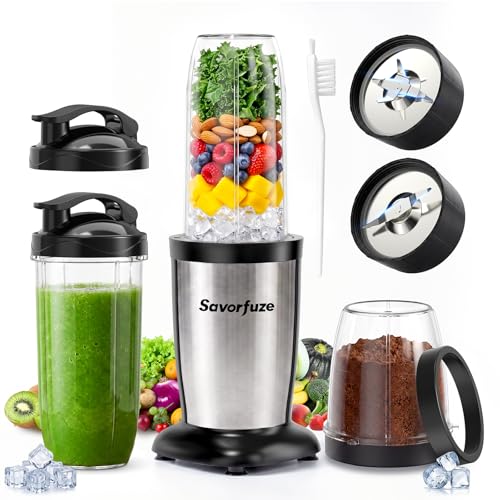 Savorfuze Black Silver High-Power 900W Countertop Smoothie Blender & Grinder Combo