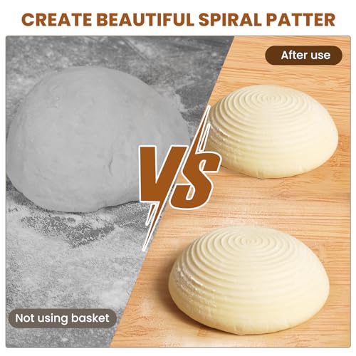 Mini Banneton Bread Proofing Baskets Set - 6 Pack 5 Inch Round Rattan Baskets
