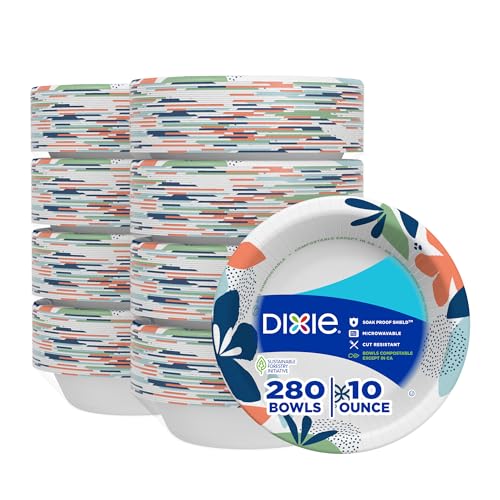 Dixie 10 oz Disposable Paper Bowls - 280 Count, Perfect for Snacks & Parties