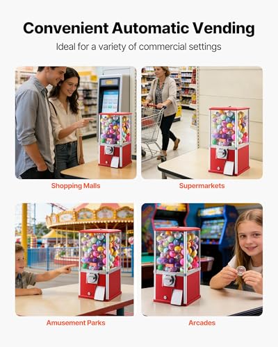 Red 21-Inch Gumball Machine Dispenser with Locking Top, 180-Capacity