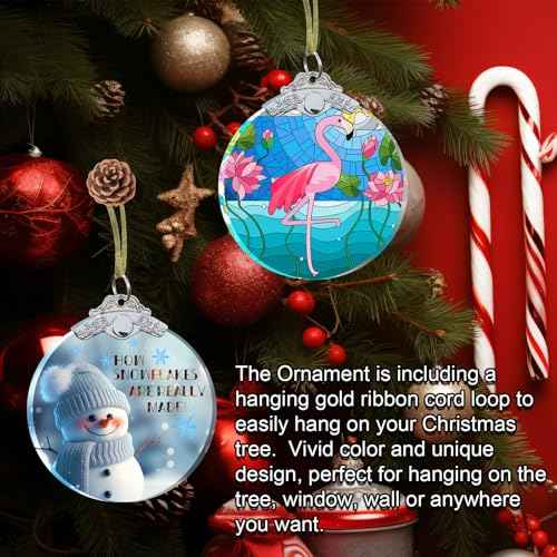 Flamingo Christmas Ornaments - Flamingo Gifts for Women Men - Flamingo Christmas Tree Decorations - Flamingo Gift Ideas Crystal Glass 3" - Xmas Gifts for Flamingo Lovers