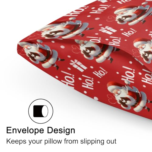 Christmas Satin Pillowcase for Hair and Skin Christmas Santa Claus Soft Silk Pillow Case with Envelope Closure Cooling Pillow Cases Slip Queen Size Pillow Cover for Kids Boys Girls 20x30 Decorate