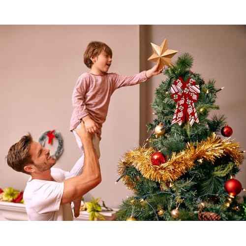 2 Pieces Christmas Bows for Wreath, Merry Christmas Wreath Bows Red Burlap Bows Xmas Candy Craft Bows Ornaments Winter Tree Bows for Front Door Christmas New Year Decorations