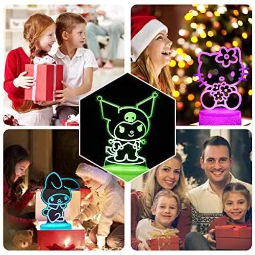 sunduck 3D Illusion Cat Night Light for Kids - 3 Patterns and 16 Colours Change with Remote Control Kitty Lamp Room Decor Birthdays Holidays Christmas Gifts for Kids and Girls