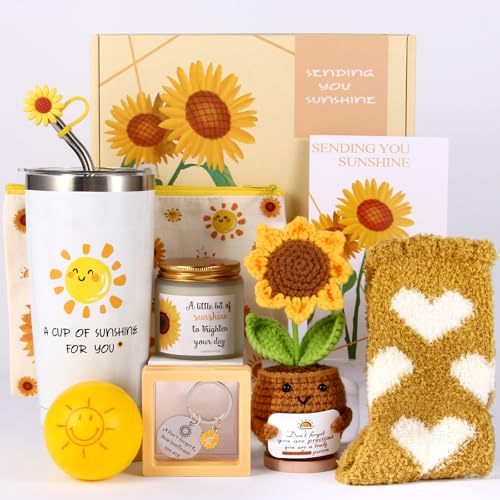 Yellow Sunflower Gift Box for Women - Care Package with Self Care Items & Accessories