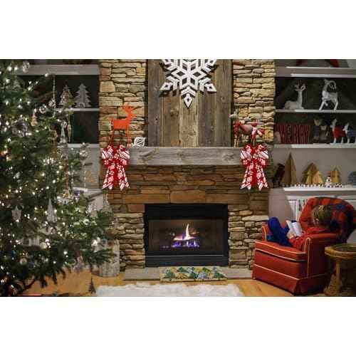 2 Pieces Christmas Bows for Wreath, Merry Christmas Wreath Bows Red Burlap Bows Xmas Candy Craft Bows Ornaments Winter Tree Bows for Front Door Christmas New Year Decorations