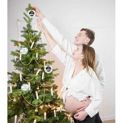 2025 Bump's First Christmas Ornament Sonogram Picture Frame Christmas Ornament Baby Gifts Ultrasound Photo Frame Ornament Pregnancy Announcement Keepsake for Expecting Parents Grandparents