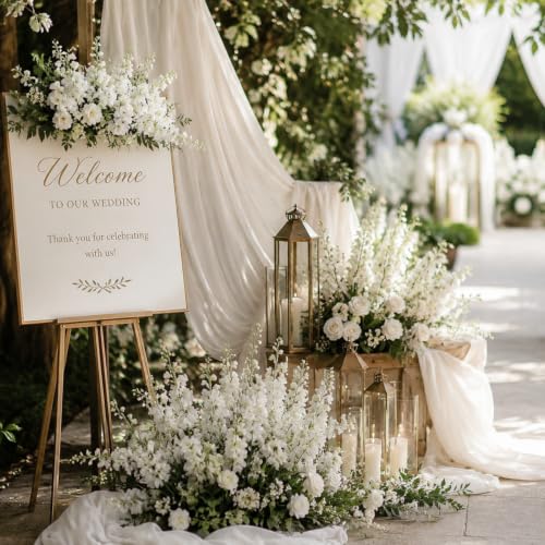 34.25 Inch White Artificial Delphinium Flowers Bulk 50 Stems for Floral Arrangements
