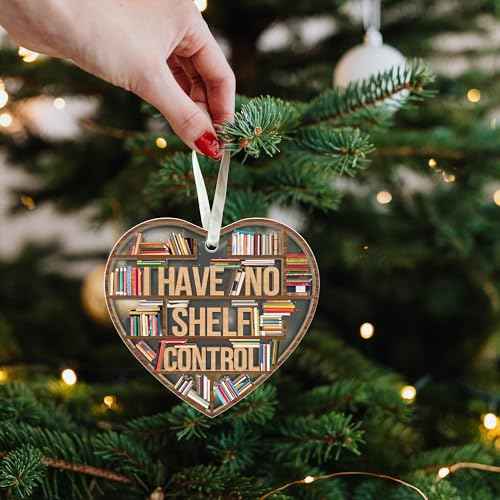 TUMSHANIP Book Lovers Ornament - Books Club, Bookworms, Reader Tree Ornaments - Book Lover Gifts, Reading Librarian Gifts - Gift for Book Lovers Women Men - Wood & Acrylic Christmas Ornament 2025