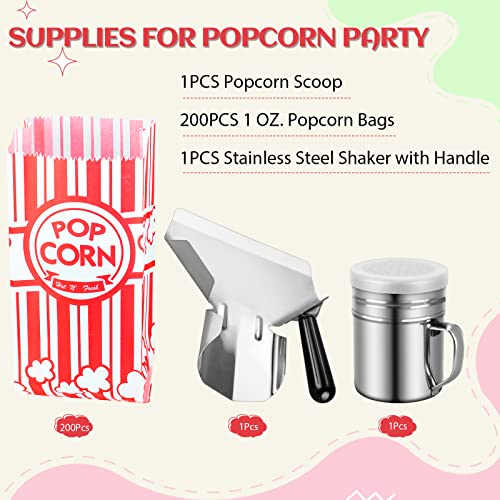 Essenya 202 Pcs Popcorn Bags Set with Scoop & Salt Shaker for Movie Night