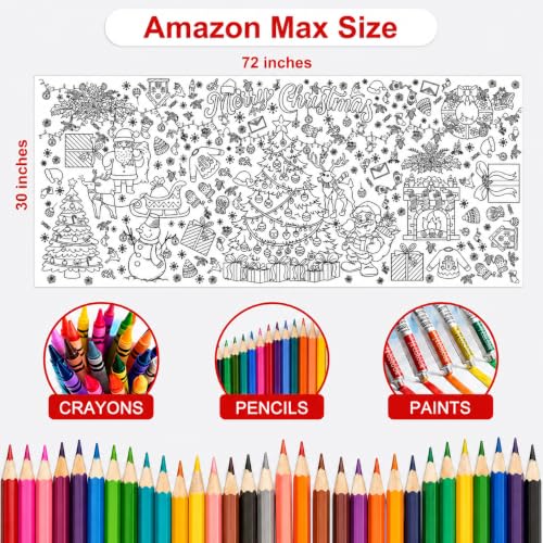 Christmas Coloring Tablecloth for Kids 30 x 72 Inch Giant Coloring Poster - SUNPROUND (Variation: Christmas)