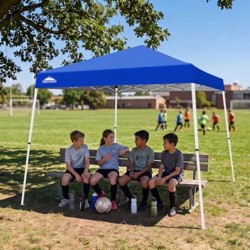 EAGLE PEAK 10x10 Slant Leg Pop Up Canopy Tent - Blue, Portable & Easy Setup