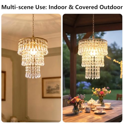 Battery Operated Pendant Light 2 Pack with Remote RGB Dimmable Crystal Hanging Lamp