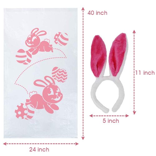 JOYIN 12PCS Easter Potato Sack Race Jumping Bags 24 * 40 with Bunny Ears Headbands for All Ages Kids Easter Theme Party Favor, Easter Eggs Hunt Game Activities,Easter Party Supplies, Party Games